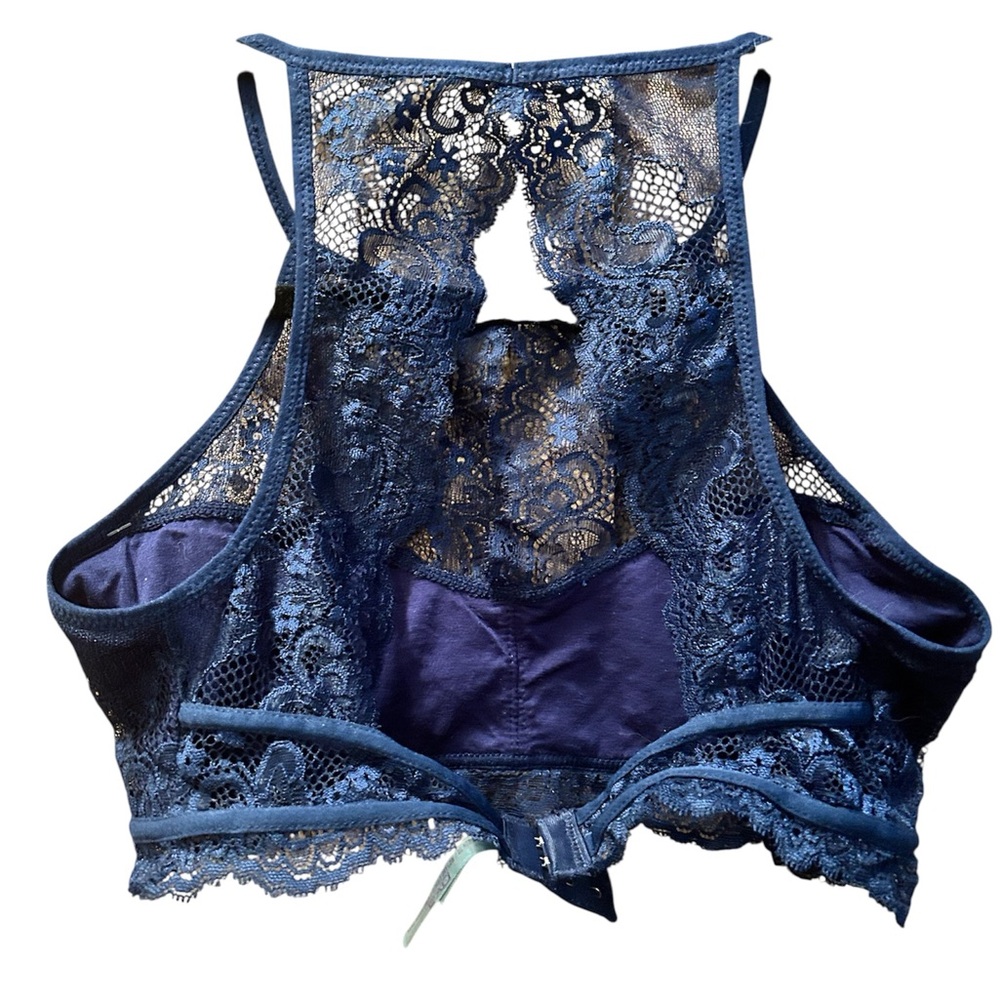 NWT Navt Lace High-Neck Bralette in Navy - Picture 2 of 2